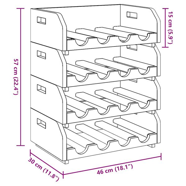 vidaXL Wine Racks 4 pcs for 16 Bottles Solid Mahogany Wood