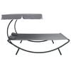 vidaXL Outdoor Lounge Bed with Canopy and Pillows Grey