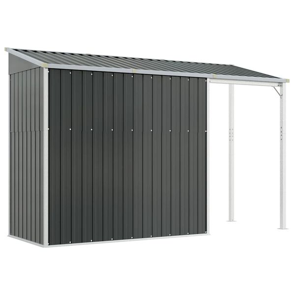 vidaXL Garden Shed with Extended Roof Anthracite 277x107x181 cm Steel