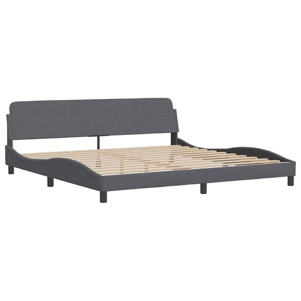 vidaXL Bed Frame without Mattress "Hanko" Dark Grey 193x203 cm Velvet
