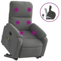 vidaXL Stand up Massage Recliner Chair Dark Grey Microfibre Fabric
