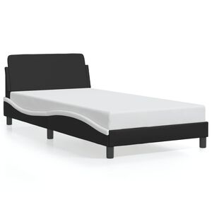 vidaXL Bed Frame "Dover" Black and White 100x190 cm Faux Leather
