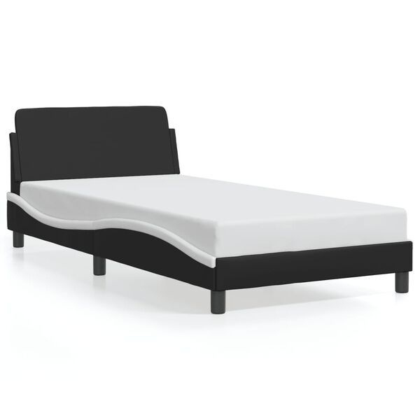 vidaXL Bed Frame "Dover" Black and White 100x190 cm Faux Leather