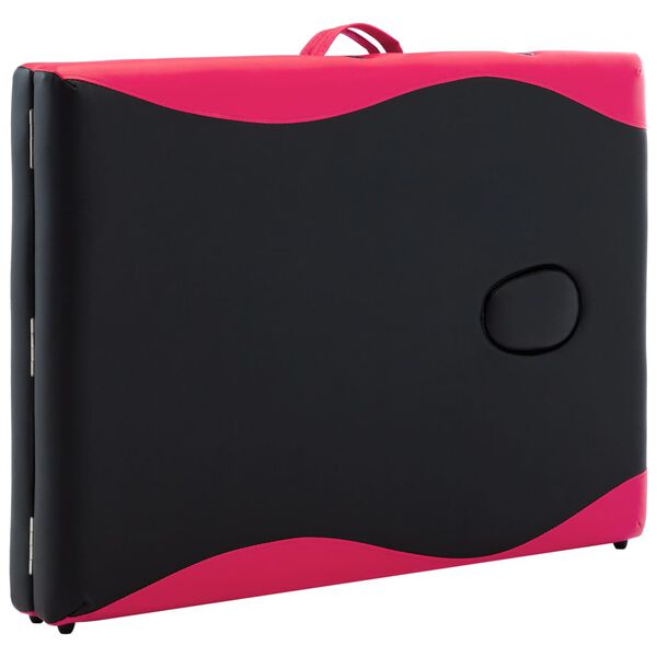 vidaXL Foldable Massage Table 2 Zones Wood Black and Pink