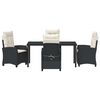 vidaXL Garden Dining Set with Cushion 5 pcs Black Poly Rattan