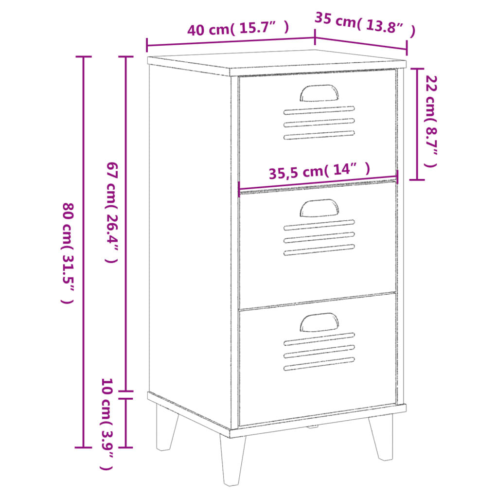 vidaXL Bedside Cabinet VIKEN Black Engineered Wood