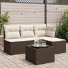 vidaXL 5 Piece Garden Sofa Set with Cushions Brown Poly Rattan