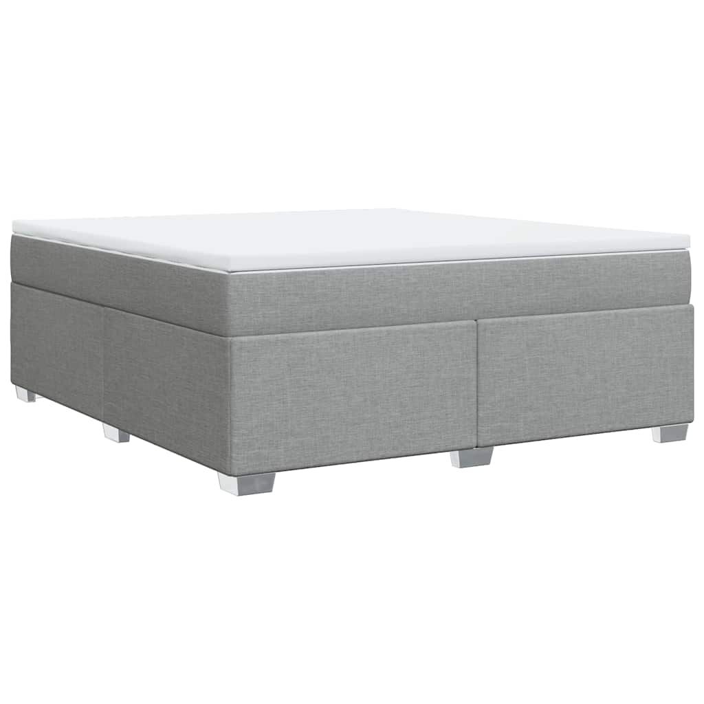 vidaXL Box Spring Bed with Mattress Light Grey California King Fabric