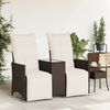 vidaXL Reclining Garden Sofa 2-Seater with Table Brown Poly Rattan