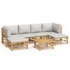 vidaXL 7 Piece Garden Lounge Set with Light Grey Cushions Bamboo