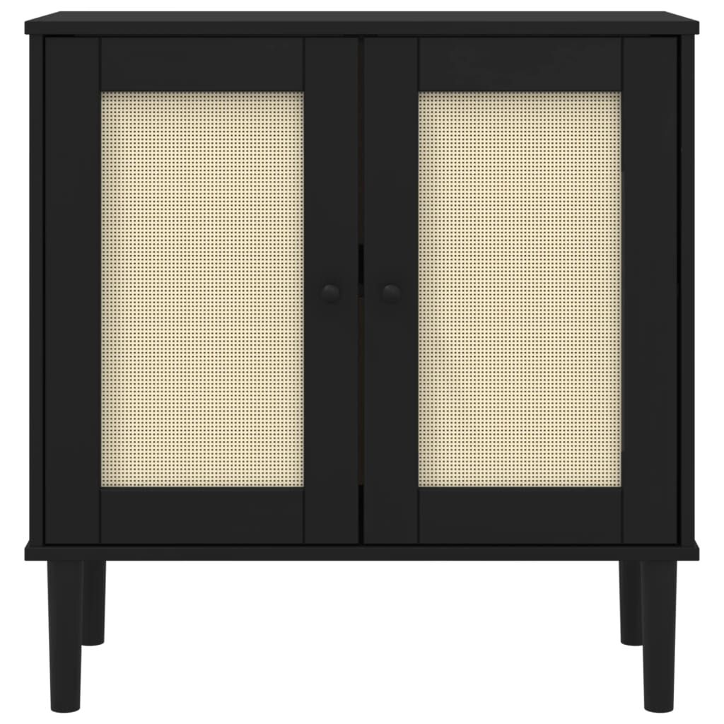 vidaXL Sideboard SENJA Rattan Look Black 80x35x80 cm Solid Wood Pine