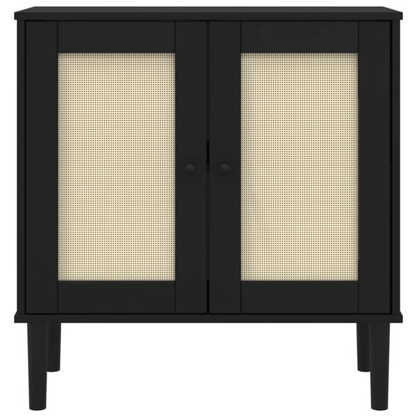 vidaXL Sideboard SENJA Rattan Look Black 80x35x80 cm Solid Wood Pine