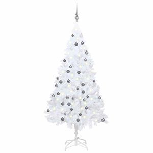 vidaXL Artificial Pre-lit Christmas Tree with Ball Set White 180 cm PVC
