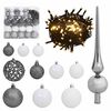 vidaXL Artificial Christmas Tree 300 LEDs&Ball Set&Flocked Snow 180 cm
