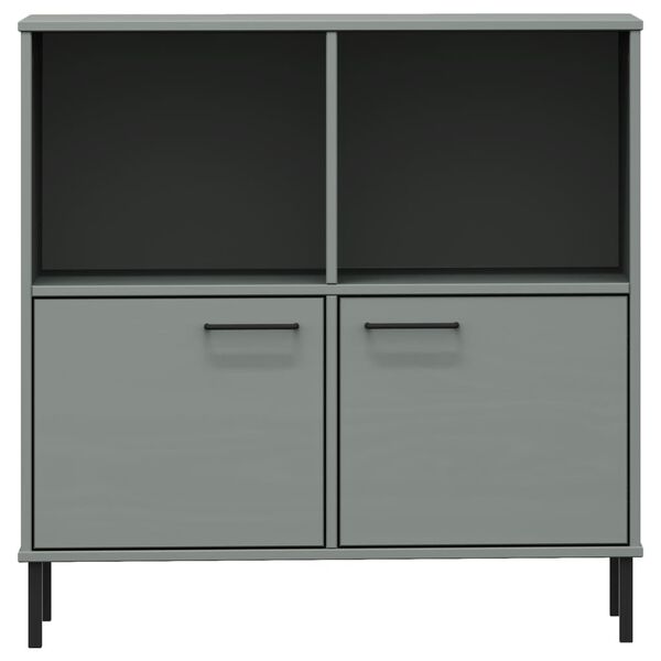 vidaXL Bookcase with Metal Legs Grey 90x35x90.5 cm Solid Wood OSLO