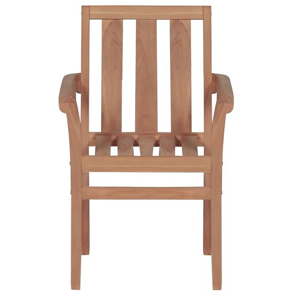 vidaXL Stackable Garden Chairs with Cushions 4 pcs Solid Teak Wood