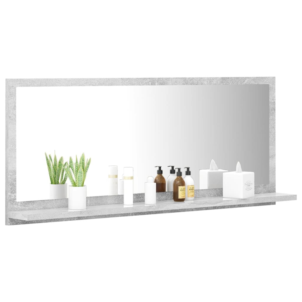 vidaXL Bathroom Mirror Concrete Grey 90x10.5x37 cm Engineered Wood