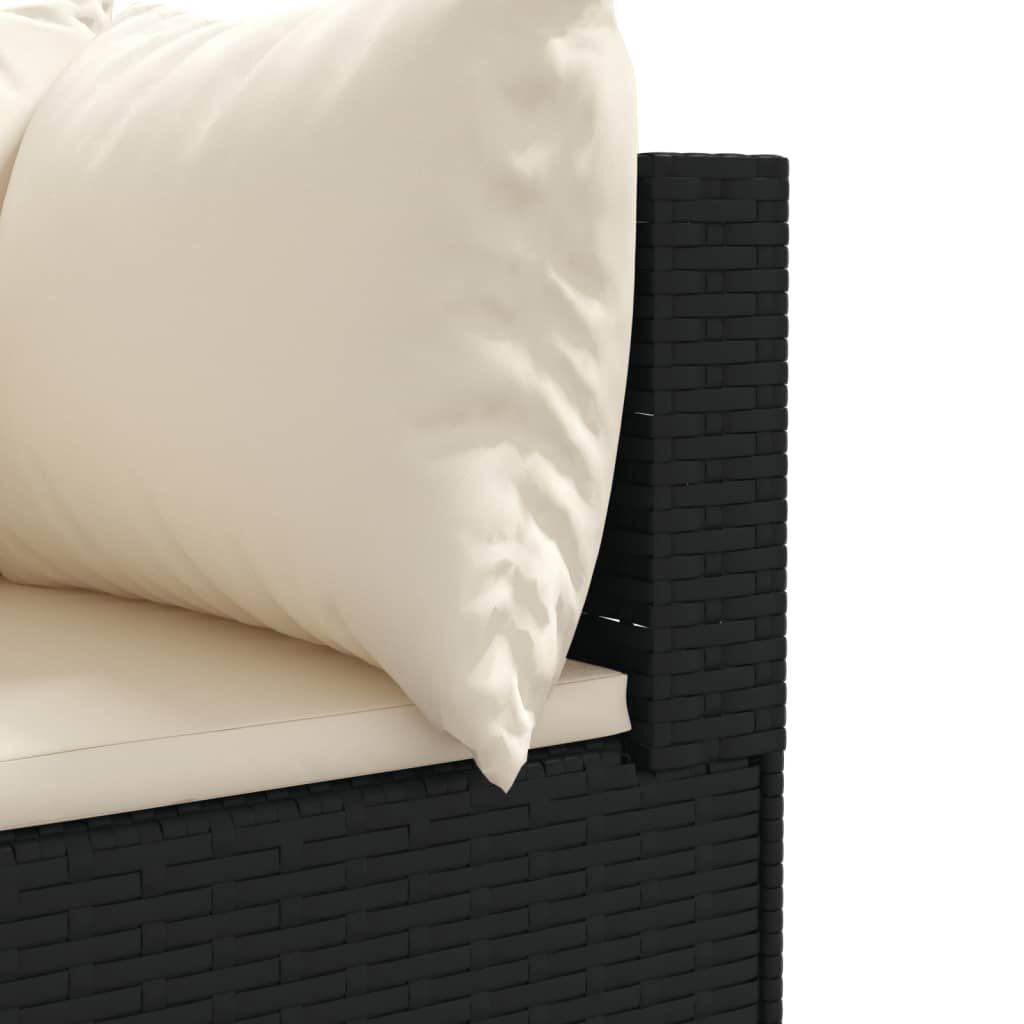 vidaXL 6 Piece Garden Lounge Set with Cushions Black Poly Rattan