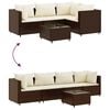 vidaXL 5 Piece Garden Lounge Set with Cushions Brown Poly Rattan