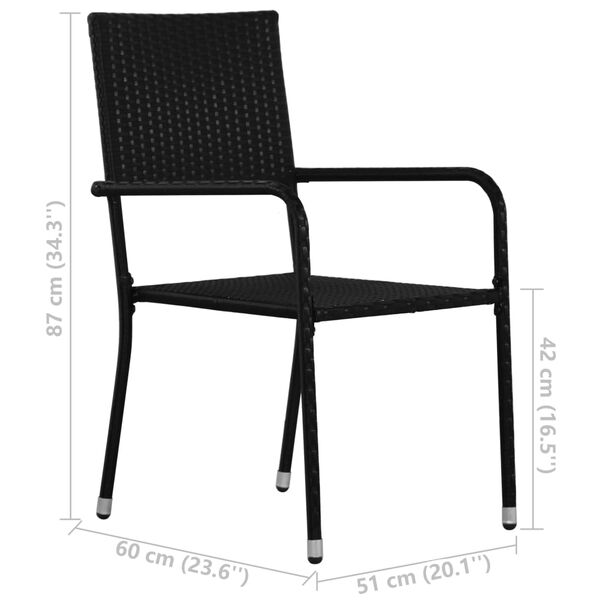 vidaXL 3 Piece Garden Dining Set Black
