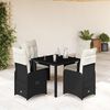 vidaXL 5 Piece Garden Bistro Set with Cushions Black Poly Rattan