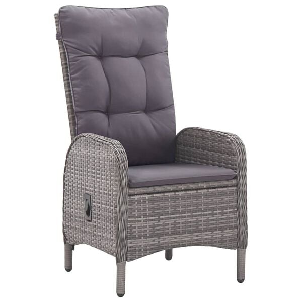 vidaXL 3 Piece Garden Bistro Set Poly Rattan and Glass Grey