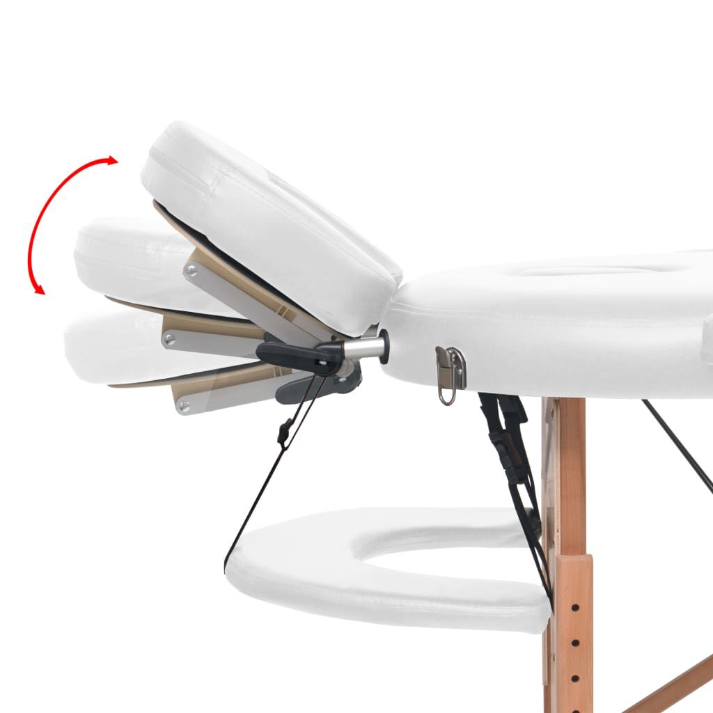 vidaXL Folding Massage Table 4 cm Thick with 2 Bolsters Oval White