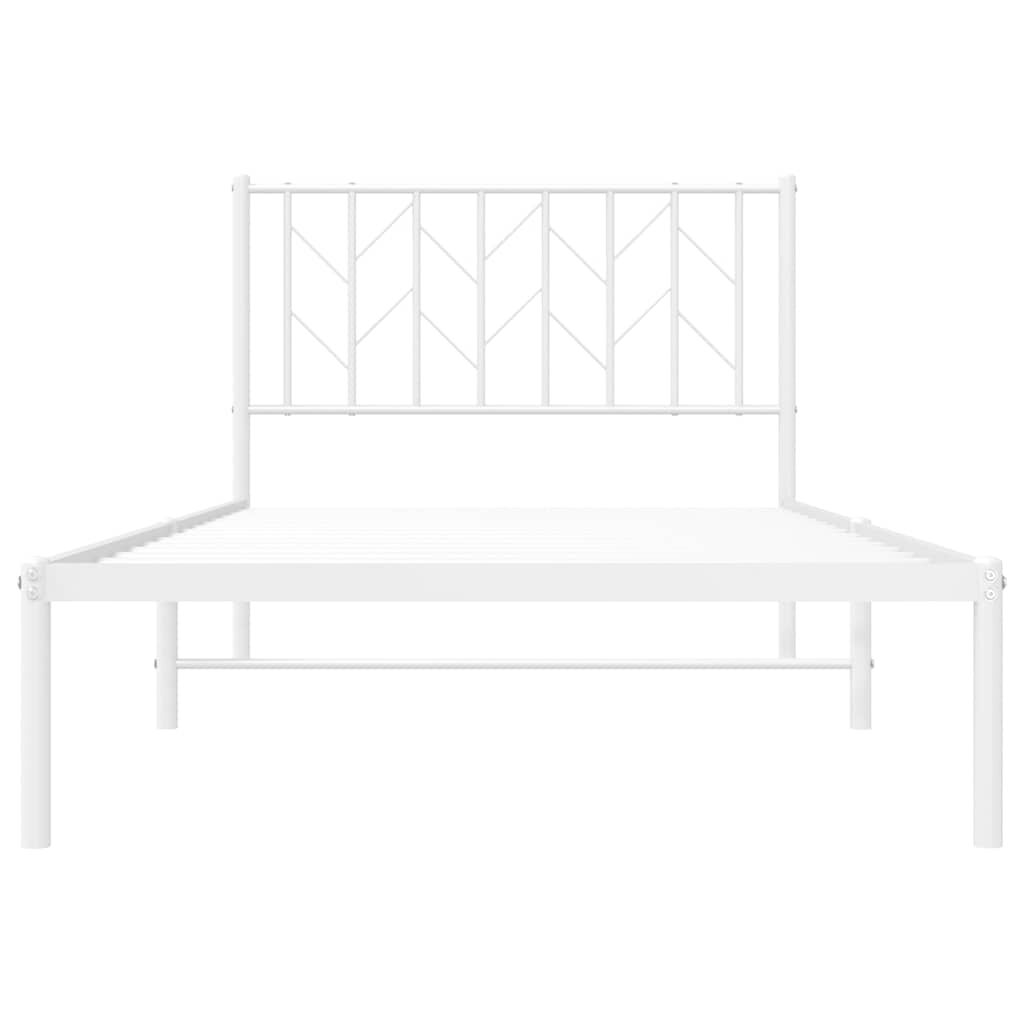 vidaXL Metal Bed Frame without Mattress with Headboard White 100x200cm