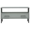 vidaXL Coffee Table with Metal Legs Grey 85x50x45 cm Solid Wood OSLO