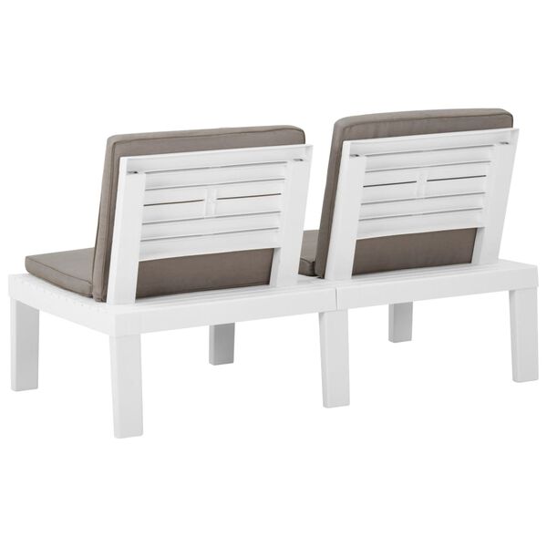 vidaXL Garden Lounge Bench with Cushion Plastic White