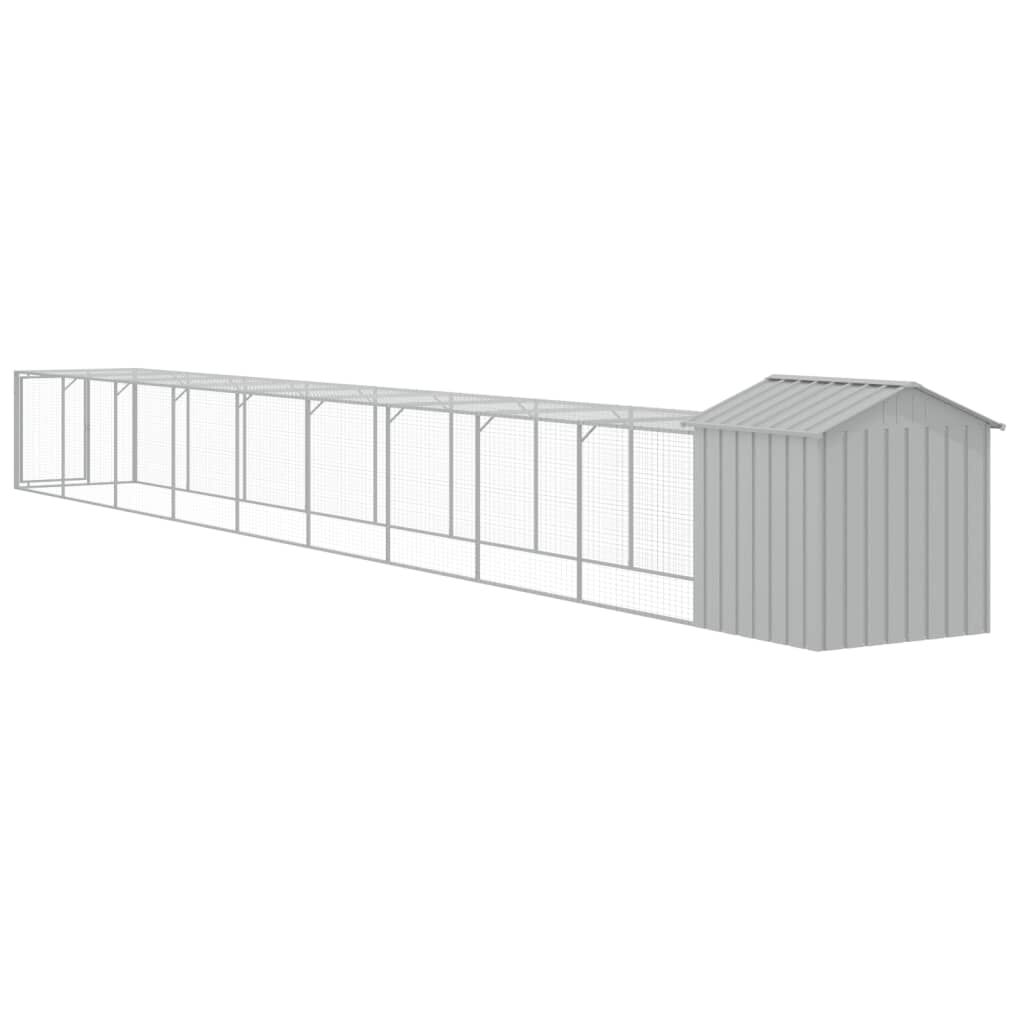 vidaXL Chicken Cage with Run Light Grey 117x1017x123 cm Galvanised Steel