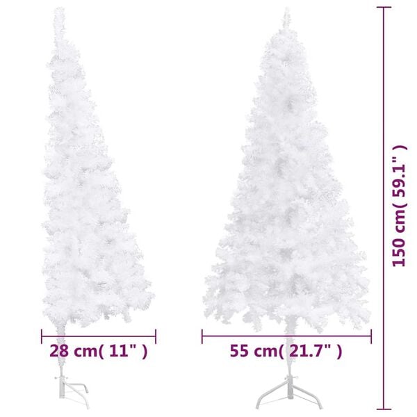 vidaXL Corner Artificial Christmas Tree LEDs&Ball Set White 150 cm PVC