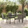 vidaXL Garden Dining Set with Cushion 5 pcs Grey Poly Rattan