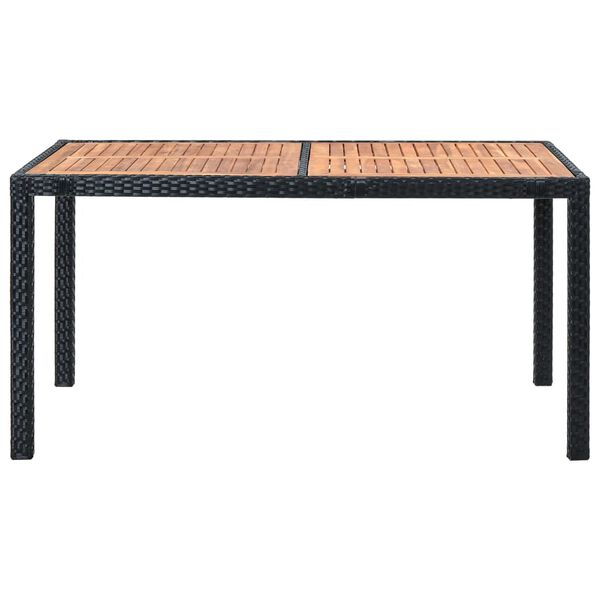 vidaXL 7 Piece Outdoor Dining Set Poly Rattan Acacia Wood Black