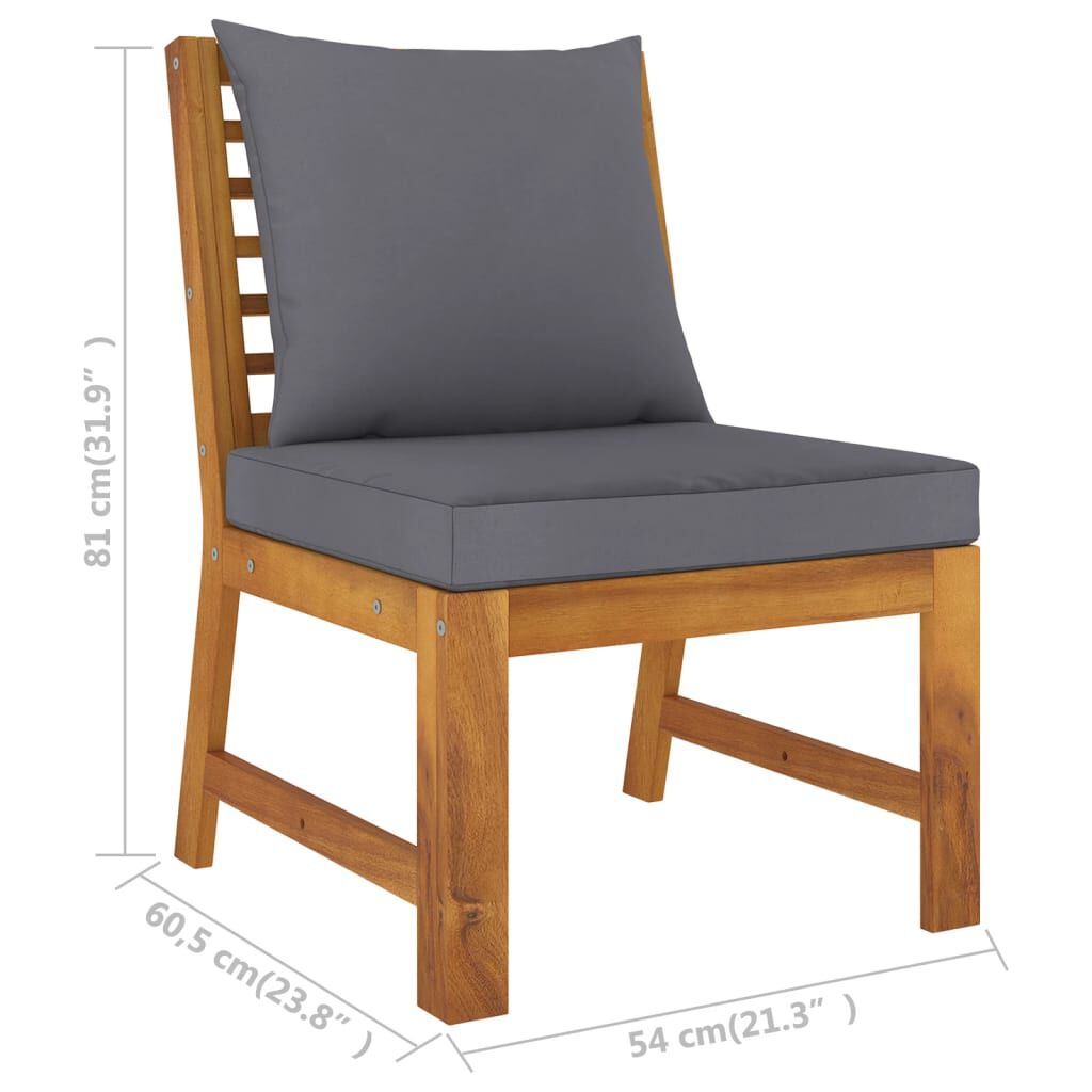 vidaXL 5 Piece Garden Lounge Set with Cushion Solid Acacia Wood