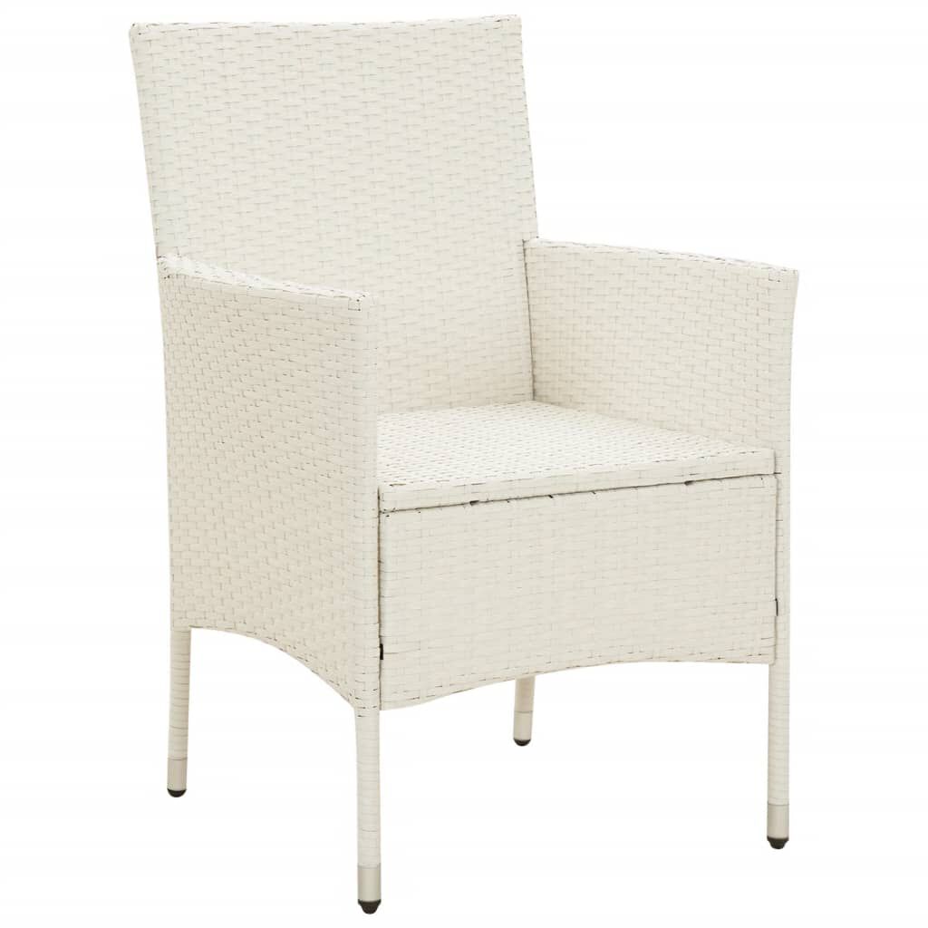 vidaXL Garden Chairs with Cushions 4 pcs Poly Rattan White