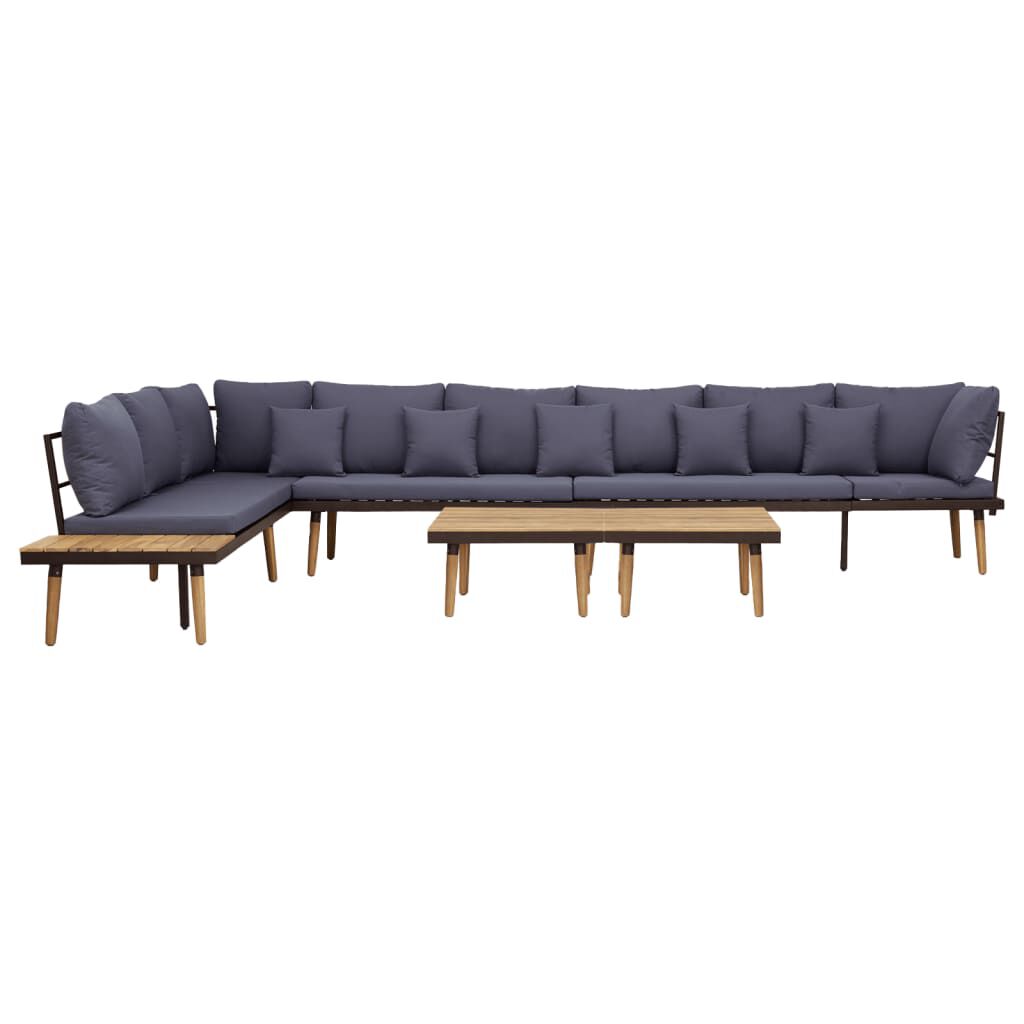 vidaXL 8-Seater Garden Lounge Set with Cushions Solid Acacia Wood
