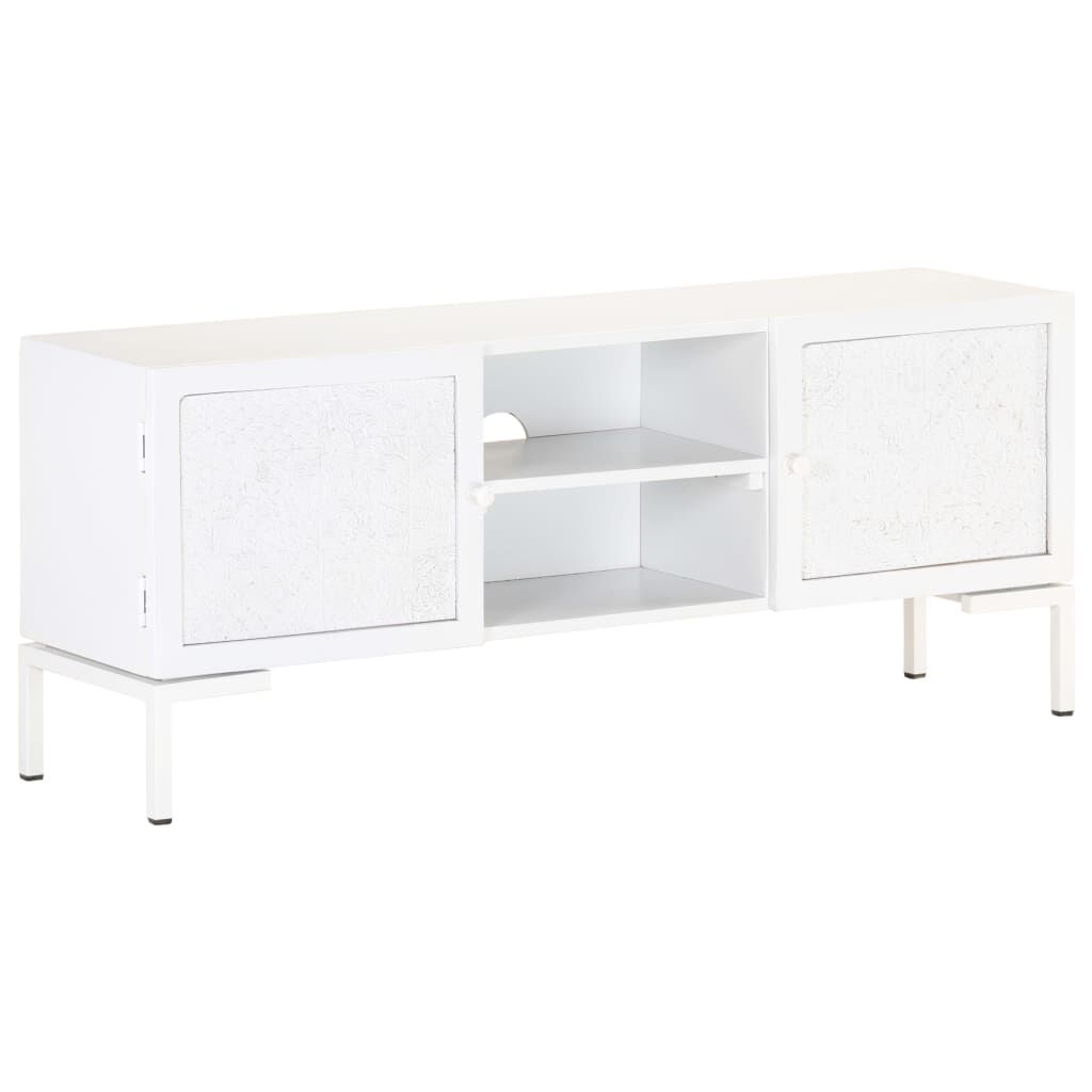 vidaXL TV Cabinet White 115x30x46 cm Solid Mango Wood