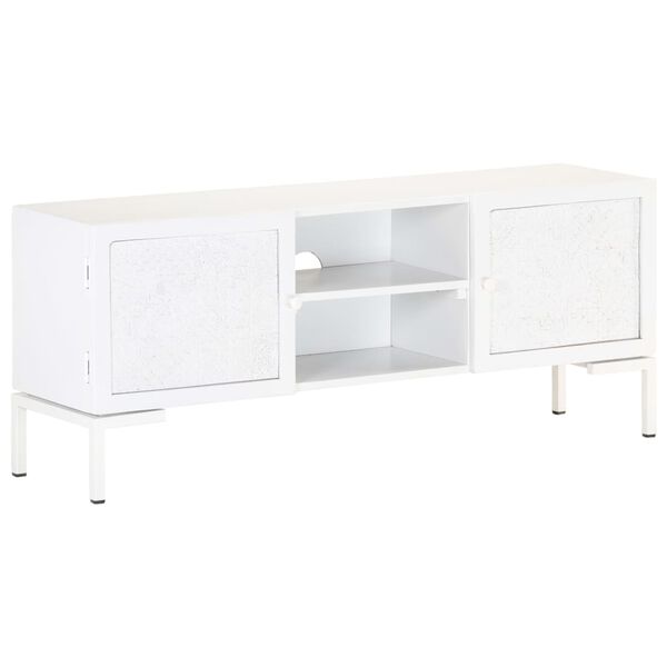 vidaXL TV Cabinet White 115x30x46 cm Solid Mango Wood