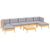 vidaXL 8 Piece Garden Lounge Set with Grey Cushions Pinewood