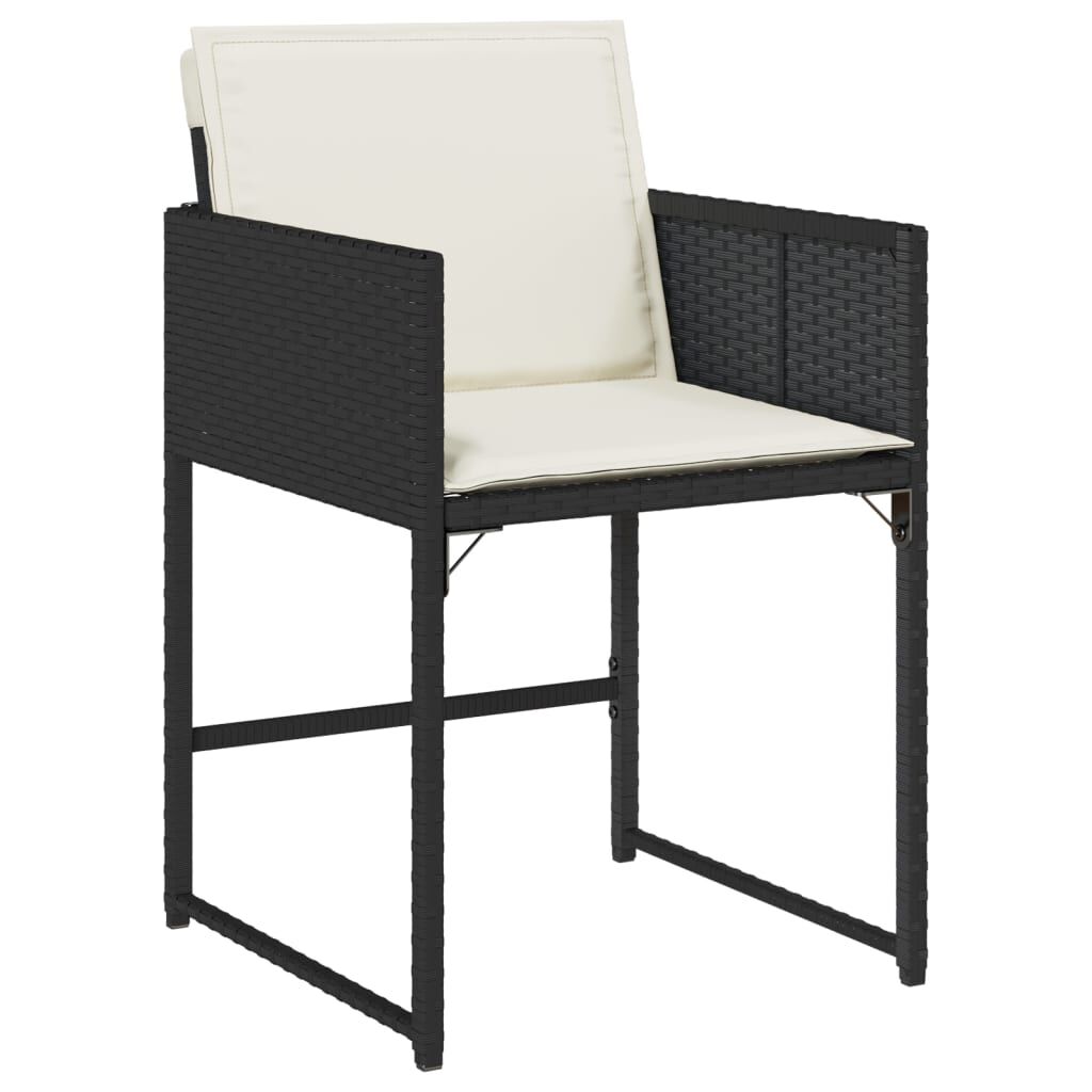 vidaXL 11 Piece Garden Dining Set with Cushions Black Poly Rattan