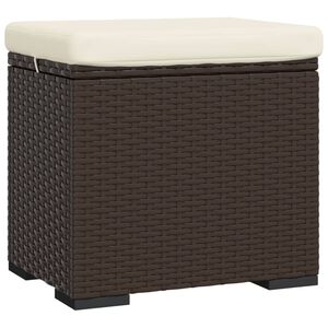 vidaXL Ottoman with Cushion Brown 40x30x40 cm Poly Rattan
