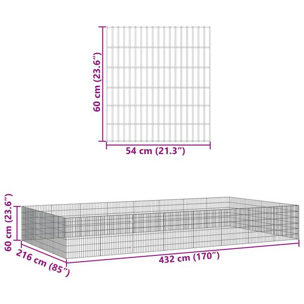 vidaXL Free Range Animal Enclosure 24-Panel 54x60 cm Galvanised Iron