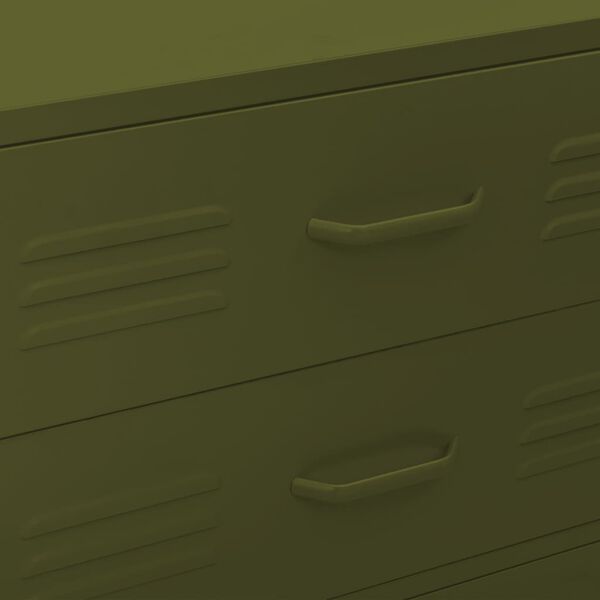 vidaXL Chest of Drawers Olive Green 80x35x101.5 cm Steel