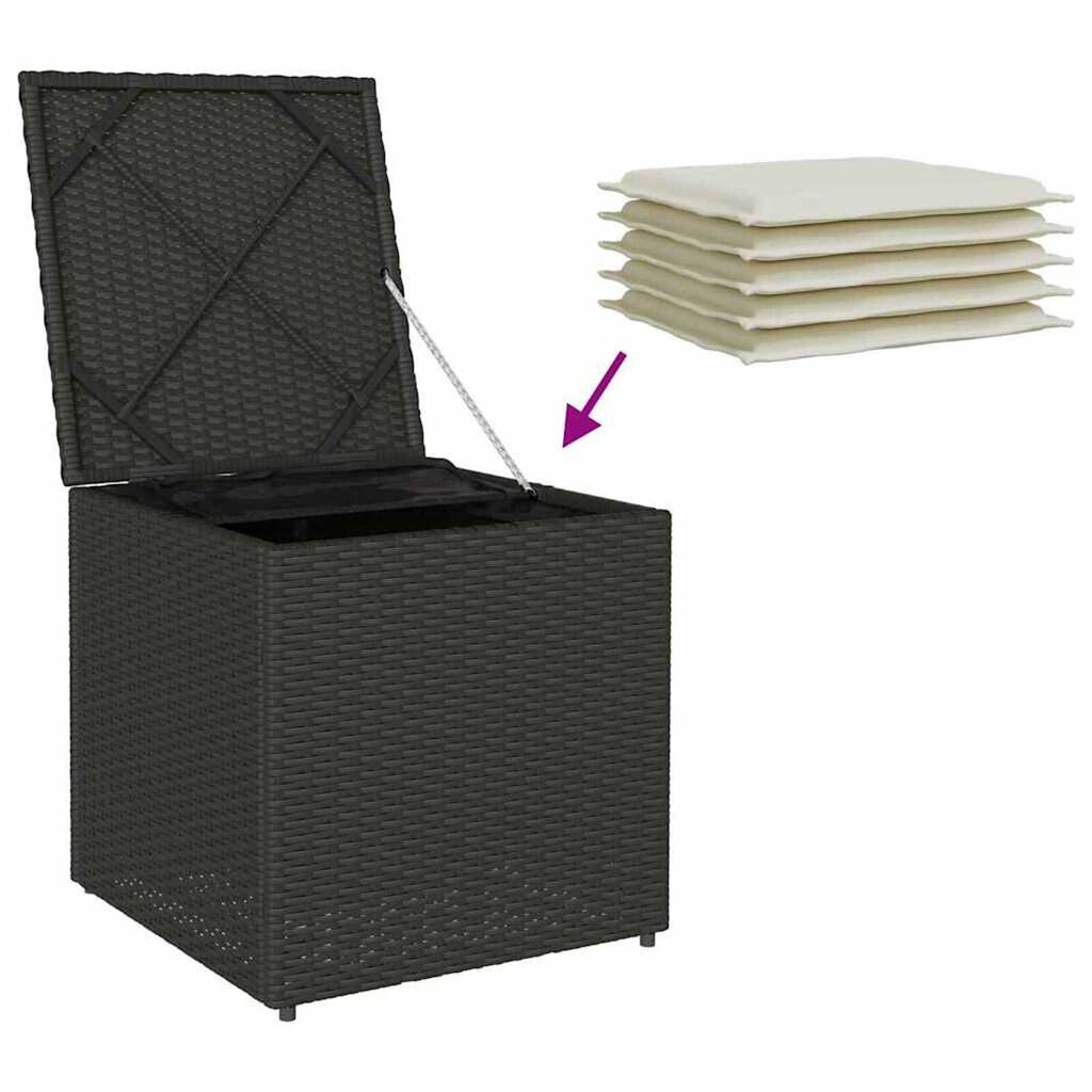 vidaXL Cushion Box with Storage Black 50 x 50 x 50 cm Poly Rattan