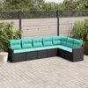vidaXL 7 Piece Garden Sofa Set with Cushions Black Poly Rattan