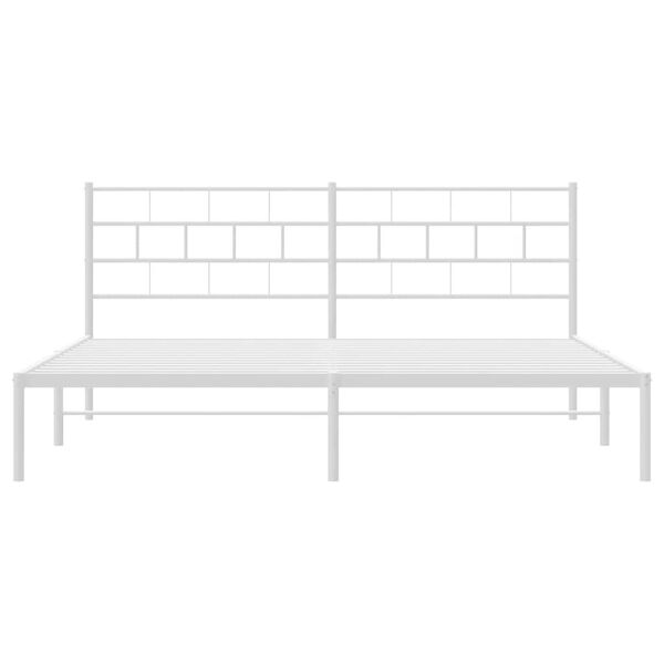 vidaXL Metal Bed Frame without Mattress with Headboard White 193x203cm