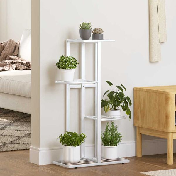 vidaXL 4-Floor Flower Stand 43x22x76 cm White Metal