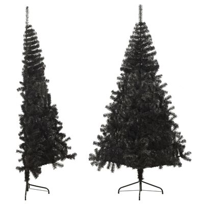 vidaXL Artificial Half Christmas Tree with Stand Black 240 cm PVC