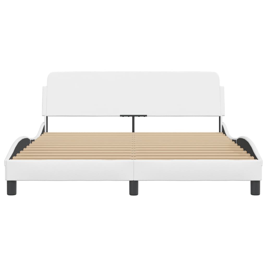 vidaXL Bed Frame without Mattress White 152x203 cm Queen Faux Leather